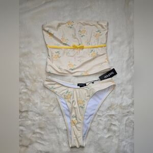 Boohoo Yellow Floral Two-Piece Set